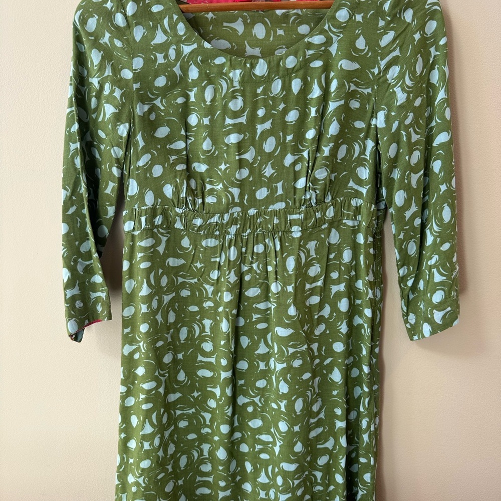 Boden Women Dress Size Collor Green/ Pink Reversible Summer Dress. Excellent - Picture 3 of 6